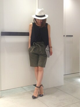 「アイテム（クラッチバッグ）」を使った、megさん（レディース・155cm）の夏コーディネート