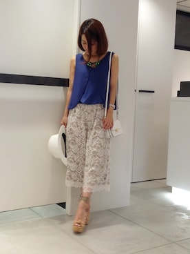 「アイテム（アクセサリー、グリーン系）」を使った、megさん（レディース・155cm）の夏コーディネート