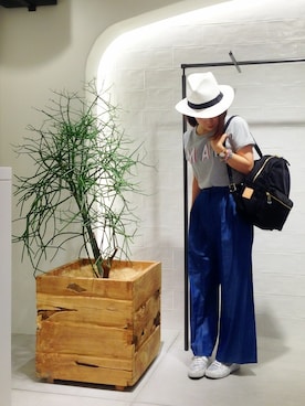 「アイテム（バックパック/リュック）」を使った、megさん（レディース・155cm）の夏コーディネート