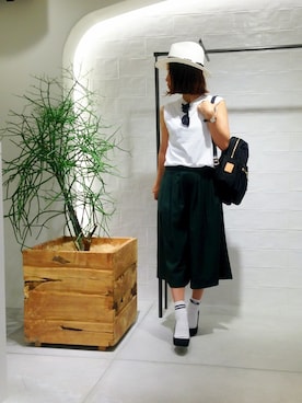 「アイテム（バックパック/リュック）」を使った、megさん（レディース・155cm）の夏コーディネート