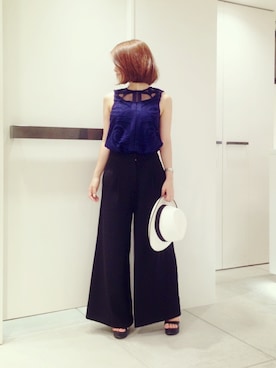 「アイテム（タンクトップ）」を使った、megさん（レディース・155cm）の夏コーディネート