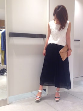 「プリーツ」｜megさん（レディース・155cm）の春コーディネート