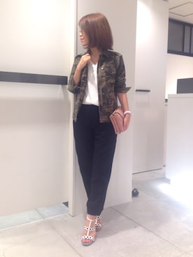 「アイテム（ミリタリージャケット）」を使った、megさん（レディース・155cm）の夏コーディネート