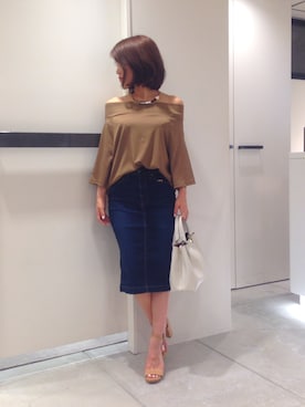 「アイテム（デニムスカート）」を使った、megさん（レディース・155cm）の夏コーディネート