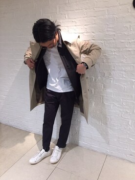 「ホワイトスニーカー」｜「アイテム（ブルゾン）」を使った、BOYCOTT 新宿丸井メンズ館 スタッフ4さん（メンズ・170cm）の秋コーディネート