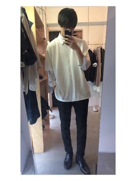 「LAD MUSICIAN（ラッドミュージシャン）のアイテム（スーツパンツ）」を使った、Yukuさん（メンズ・171cm）の夏コーディネート