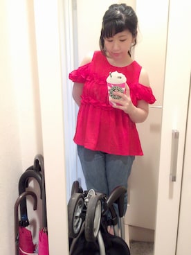 「B.L.U.E（ビーエルユーイー）のアイテム（パンツ）」を使った、yourie+°さん（レディース・148cm）の夏コーディネート