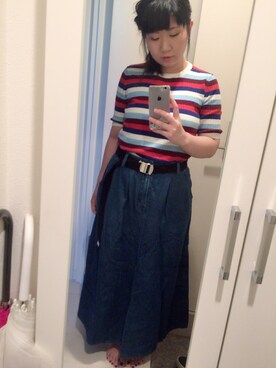 yourie+°さんの「REVIVAL LONG SKIRT」を使ったコーディネート