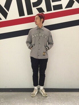 「NEWERA」｜「アイテム（ブルゾン）」を使った、AVIREX HIDEO.Yさん（メンズ・168cm）の冬コーディネート