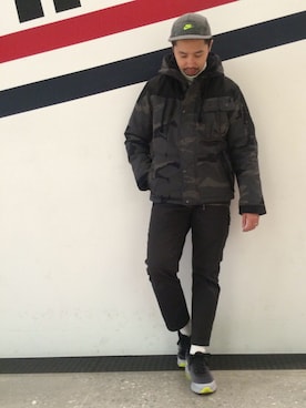 「カモ柄」｜「アイテム（ブルゾン）」を使った、AVIREX HIDEO.Yさん（メンズ・168cm）の秋コーディネート