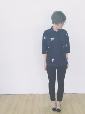 「LESS（レス）のアイテム（トップス）」を使った、植木制さん（レディース・160cm）の春コーディネート