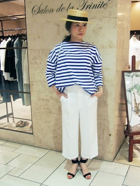 「pense'e（パンセ）のアイテム（パンツ）」を使った、Salon de la Trinite'恵比寿店スタッフさん（レディース・157cm）の春コーディネート