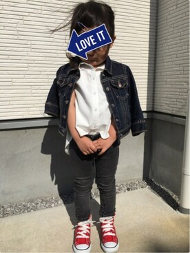 「ドラフトGAP」｜「アイテム（デニムジャケット）」を使った、marokoさん（キッズ・90cm）の春コーディネート