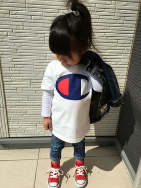 「ドラフトGAP」｜「アイテム（デニムジャケット）」を使った、marokoさん（キッズ・90cm）の春コーディネート