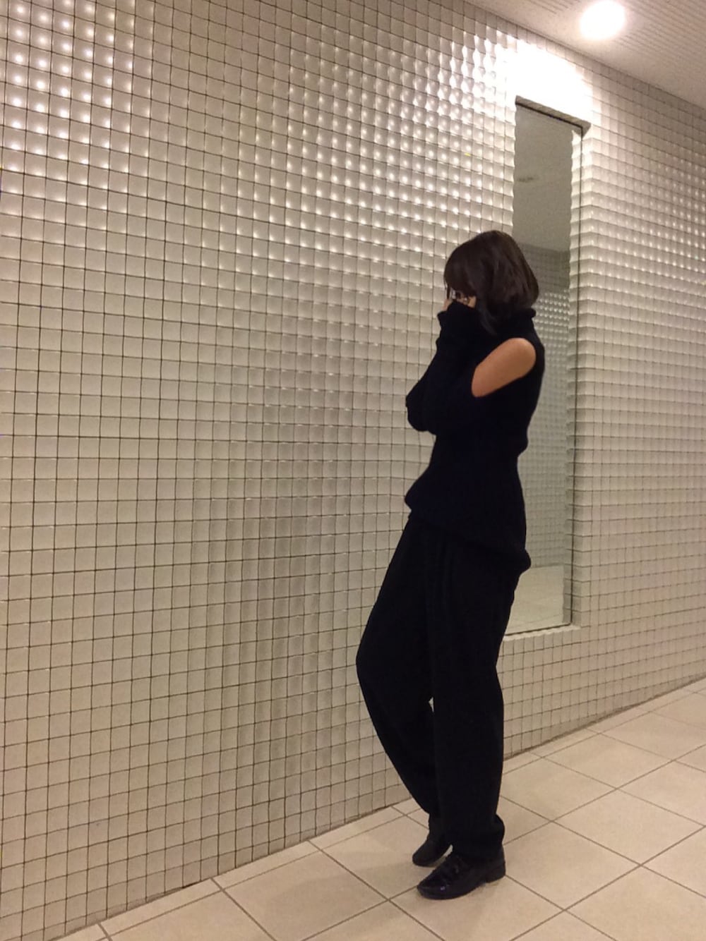 「black、lady、NINJA、kyoto、STYLE」｜「JAM HOME MADEの TMT×JAM COLLEGE RING（リング、ブラック系）」を使った、haruka.Mさん（レディース・155cm）の秋コーディネートの1枚目の写真