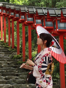 「貴船神社」｜haruka.Mさん（レディース・155cm）の夏コーディネート