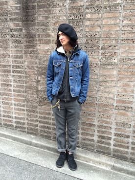 「BLUE BLUE（ブルーブルー）のアイテム（スラックス）」を使った、レヨ、さん（メンズ・175cm）の春コーディネート