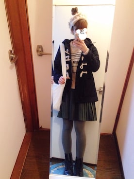 「ロング丈ダッフル」｜「アイテム（ブーツ）」を使った、こんちゃんさん（レディース・160cm）の冬コーディネート