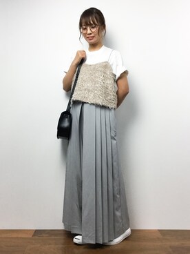 「アイテム（キャミソール、ベージュ系）」を使った、tomoyoさん（レディース・159cm）の夏コーディネート