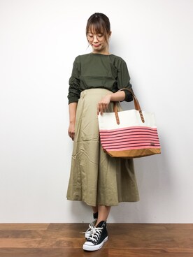 「TOPKAPI（トプカピ）のアイテム（トートバッグ）」を使った、tomoyoさん（レディース・159cm）の夏コーディネート