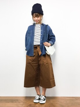 「Te chichi TERRASSE（テチチテラス）のアイテム（パンツ）」を使った、tomoyoさん（レディース・159cm）の秋コーディネート