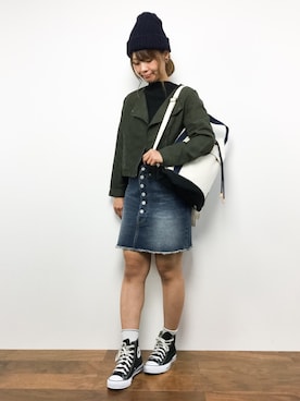 「archives（アルシーヴ）のアイテム（ライダースジャケット）」を使った、tomoyoさん（レディース・159cm）の秋コーディネート