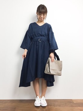 「Kastane（カスタネ）のアイテム（ノーカラージャケット）」を使った、tomoyoさん（レディース・159cm）の秋コーディネート