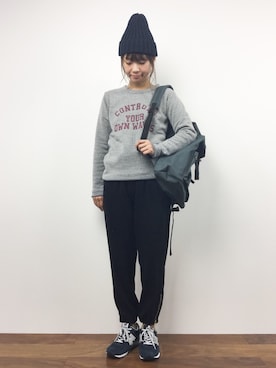 「Samansa Mos2 blue（サマンサモスモスブルー）のアイテム（バックパック/リュック）」を使った、tomoyoさん（レディース・159cm）の秋コーディネート