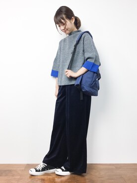 「Samansa Mos2 blue（サマンサモスモスブルー）のアイテム（バックパック/リュック）」を使った、tomoyoさん（レディース・159cm）の秋コーディネート