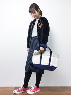 「SpRay（スプレイ）のアイテム（ブルゾン）」を使った、tomoyoさん（レディース・159cm）の秋コーディネート