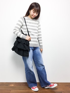 「liflattie ships（リフラティ シップス）のアイテム（ニット/セーター）」を使った、tomoyoさん（レディース・159cm）の秋コーディネート