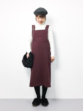 「STYLE DELI（スタイルデリ）のアイテム（ジャンパースカート）」を使った、tomoyoさん（レディース・159cm）の冬コーディネート