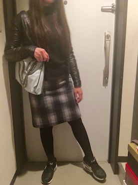 「STUNNING LURE（スタニングルアー）のアイテム（ライダースジャケット）」を使った、M A I さん（レディース・156cm）の秋コーディネート