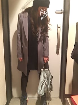 「ワンピース×スニーカー」｜「アイテム（チェスターコート）」を使った、M A I さん（レディース・156cm）の冬コーディネート