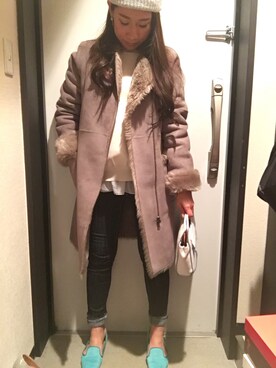 「TODAYFUL（トゥデイフル）のアイテム（ムートンコート）」を使った、M A I さん（レディース・156cm）の冬コーディネート