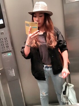 「STUNNING LURE（スタニングルアー）のアイテム（ブルゾン）」を使った、M A I さん（レディース・156cm）の夏コーディネート