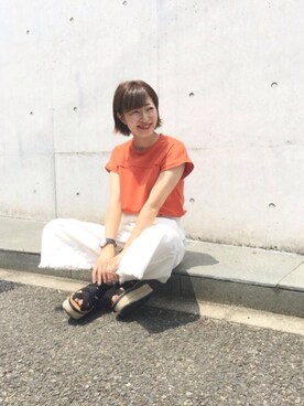 「厚底」｜Yoshida Aoiさん（レディース・155cm）の夏コーディネート