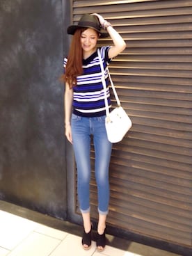 「アイテム（バッグ、ホワイト系）」を使った、Akiko Kobayashiさん（レディース・169cm）の春コーディネート