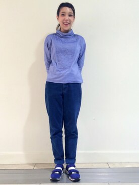 「ハイネックトップス」｜Hoさん（レディース・162cm）の夏コーディネート