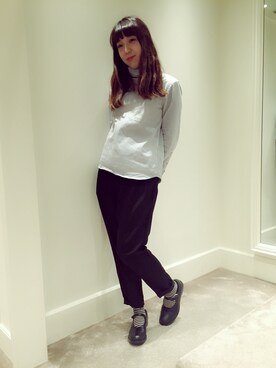 「BEAMS BOY（ビームスボーイ）のBEAMS BOY / ダイヤ柄ドビー ハイネックシャツ☆（シャツ/ブラウス、グレー系）」を使った、Hoさん（レディース・162cm）の秋コーディネート