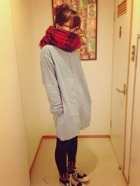 「アイテム（ワンピース、ブルー系）」を使った、ふくちゃんさん（レディース・156cm）の春コーディネート