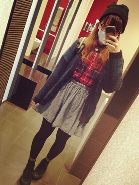 「アイテム（スカート、ブルー系）」を使った、ふくちゃんさん（レディース・156cm）の春コーディネート