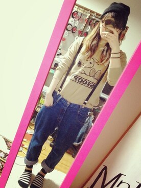 「RNA SWEAT（アールエヌエースウェット）のアイテム（デニムパンツ、その他）」を使った、ふくちゃんさん（レディース・156cm）の春コーディネート