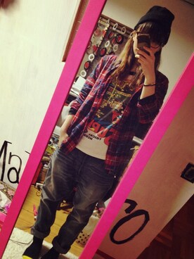 「RNA SWEAT（アールエヌエースウェット）のアイテム（デニムパンツ、その他）」を使った、ふくちゃんさん（レディース・156cm）の春コーディネート