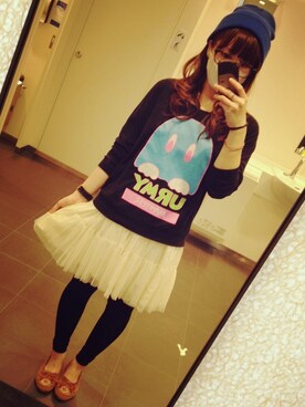 「アイテム（スカート、ホワイト系）」を使った、ふくちゃんさん（レディース・156cm）の春コーディネート