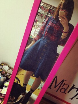 「?のアイテム（デニムスカート、グレー系）」を使った、ふくちゃんさん（レディース・156cm）の秋コーディネート