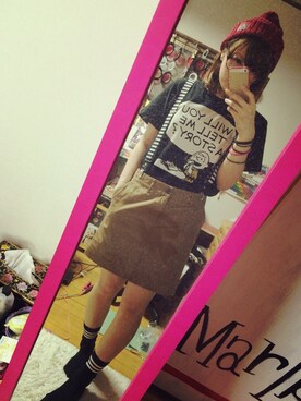 「UNIQLO（ユニクロ）のアイテム（Tシャツ/カットソー、ブラック系）」を使った、ふくちゃんさん（レディース・156cm）の秋コーディネート