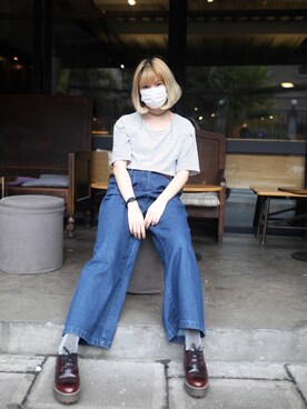 「MONKI（モンキ）のアイテム（シューズ）」を使った、舒亦岸さん（レディース・168cm）の秋コーディネート