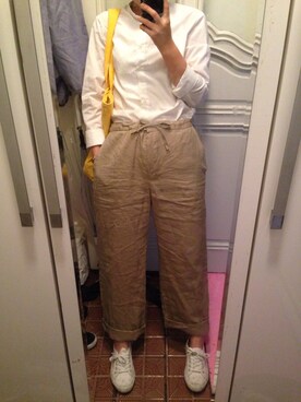「SUPERGA（スペルガ）のアイテム（スニーカー、ホワイト系）」を使った、박나영さん（レディース・156cm）の夏コーディネート
