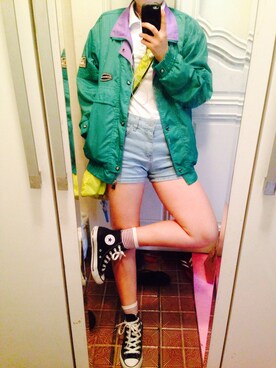 「CONVERSE（コンバース）のアイテム」を使った、박나영さん（レディース・156cm）の夏コーディネート